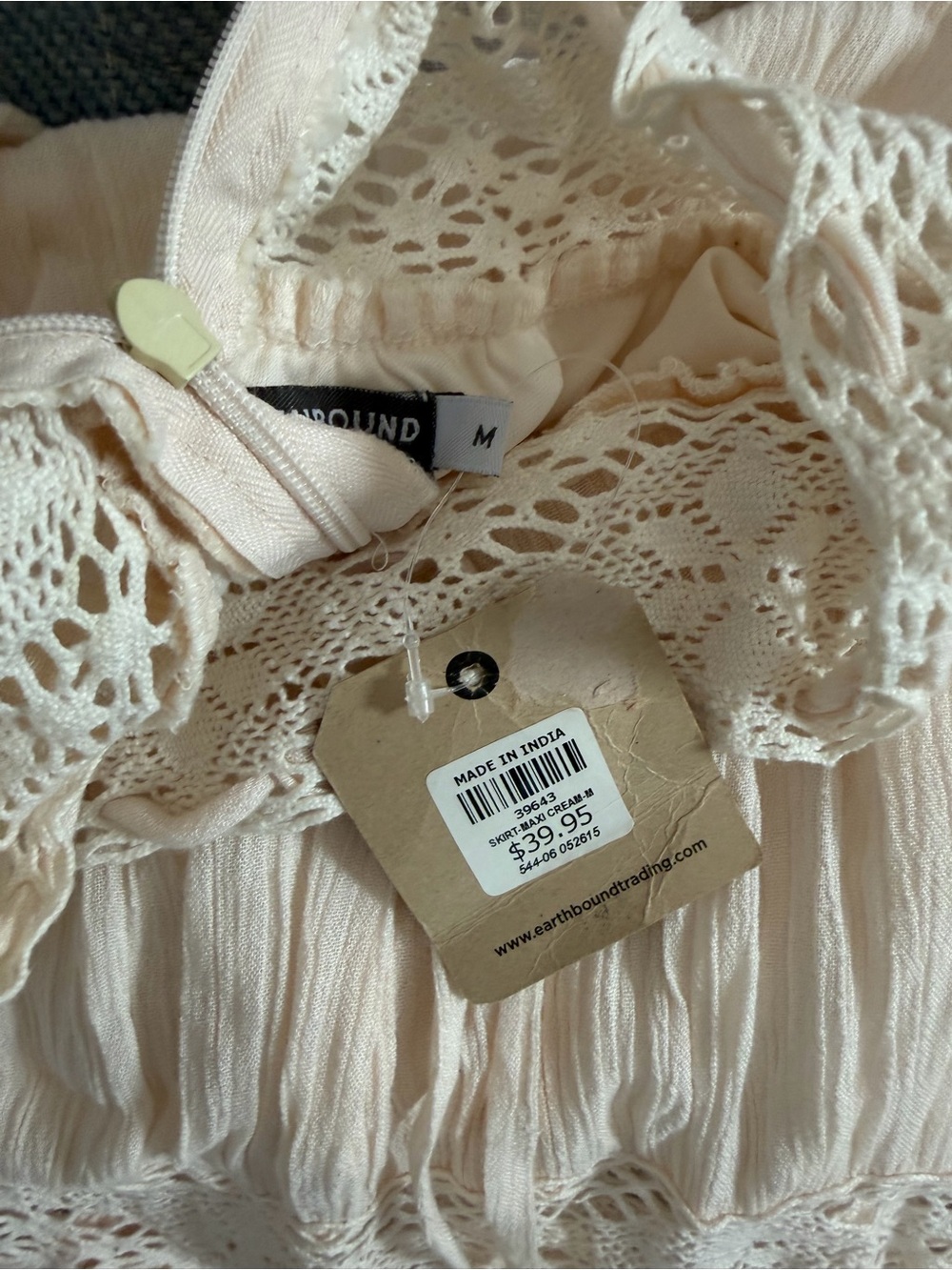 NWT EARTHBOUND Cream Crochet-Trim Maxi Skirt - Picture 2 of 2
